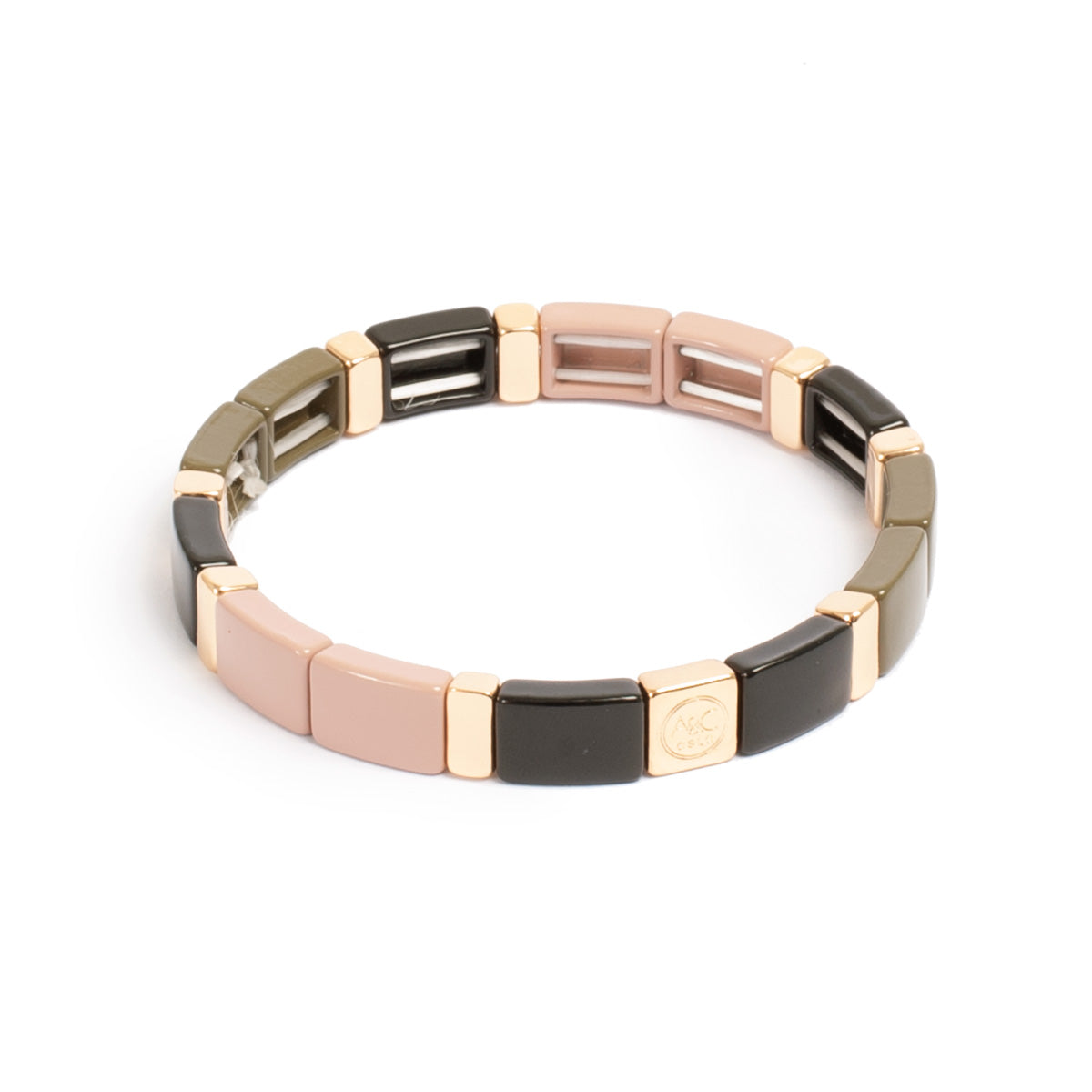 Enamel Tile Bracelet, 18cm, Khaki by A&C Oslo