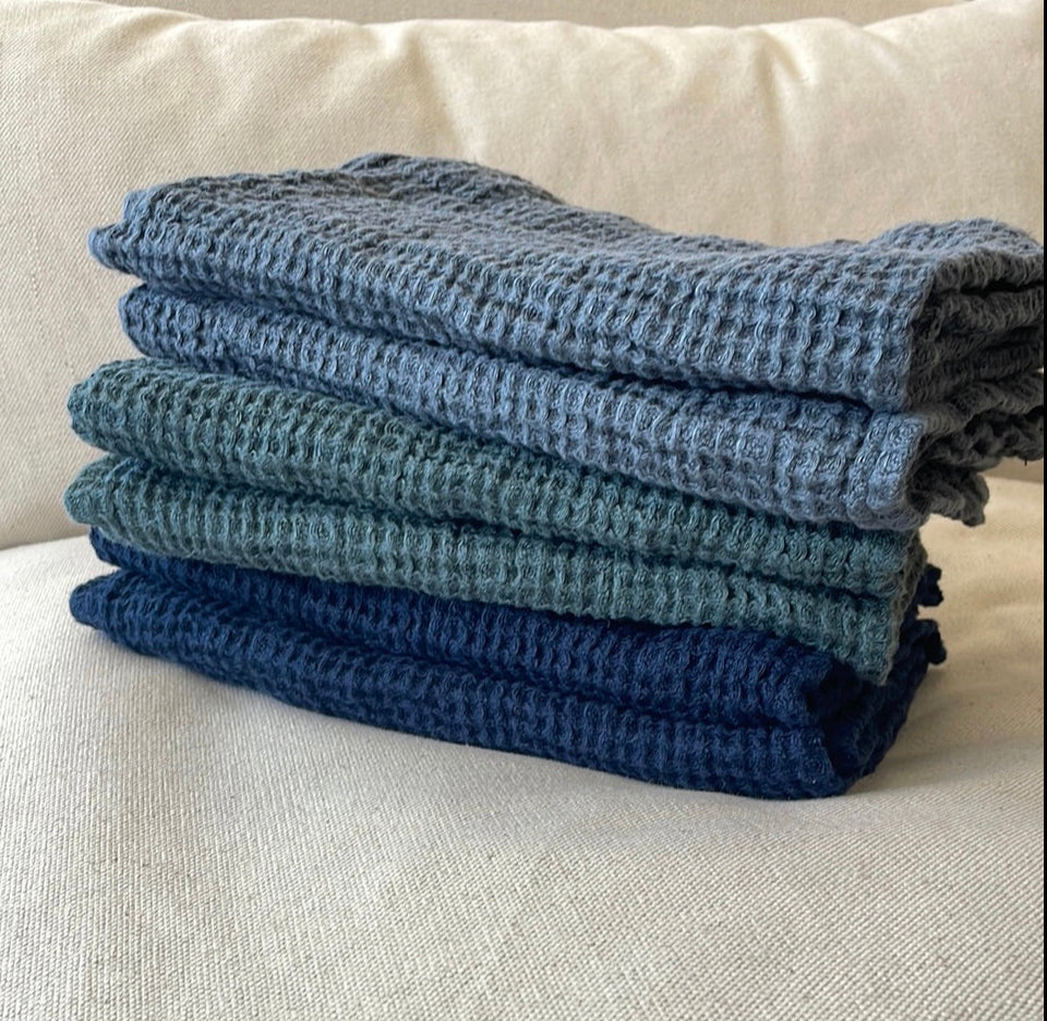 Large Waffle Hand Towel - Blue