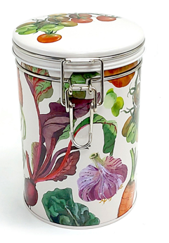 Emma Bridgewater Round Tin Caddy with Clip - Vegetable Garden