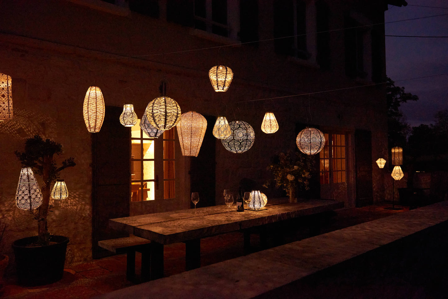 Lumiz Lantern Round 40cm Mauve Purple Verso