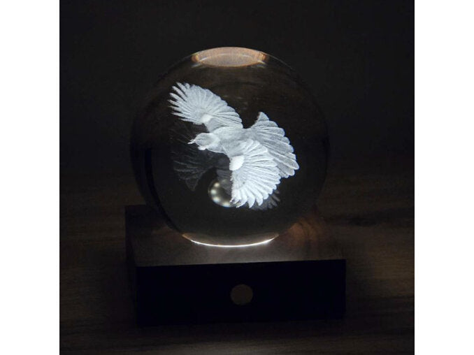Gingko Laser Engraved Amber Crystal Light