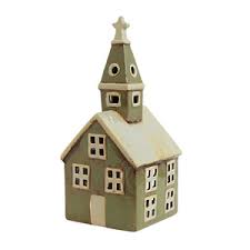 Olive Green Alsace Tealight Church
