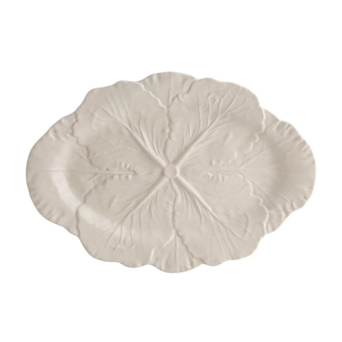 Bordallo Pinheiro Cabbage Oval Platter 37.5cm Beige - cream ceramic platter made in Portugal, available in NZ