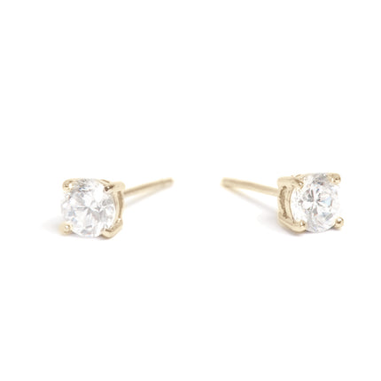 Pure Steel Cubic Zirconia Gold Studs by A&C Oslo