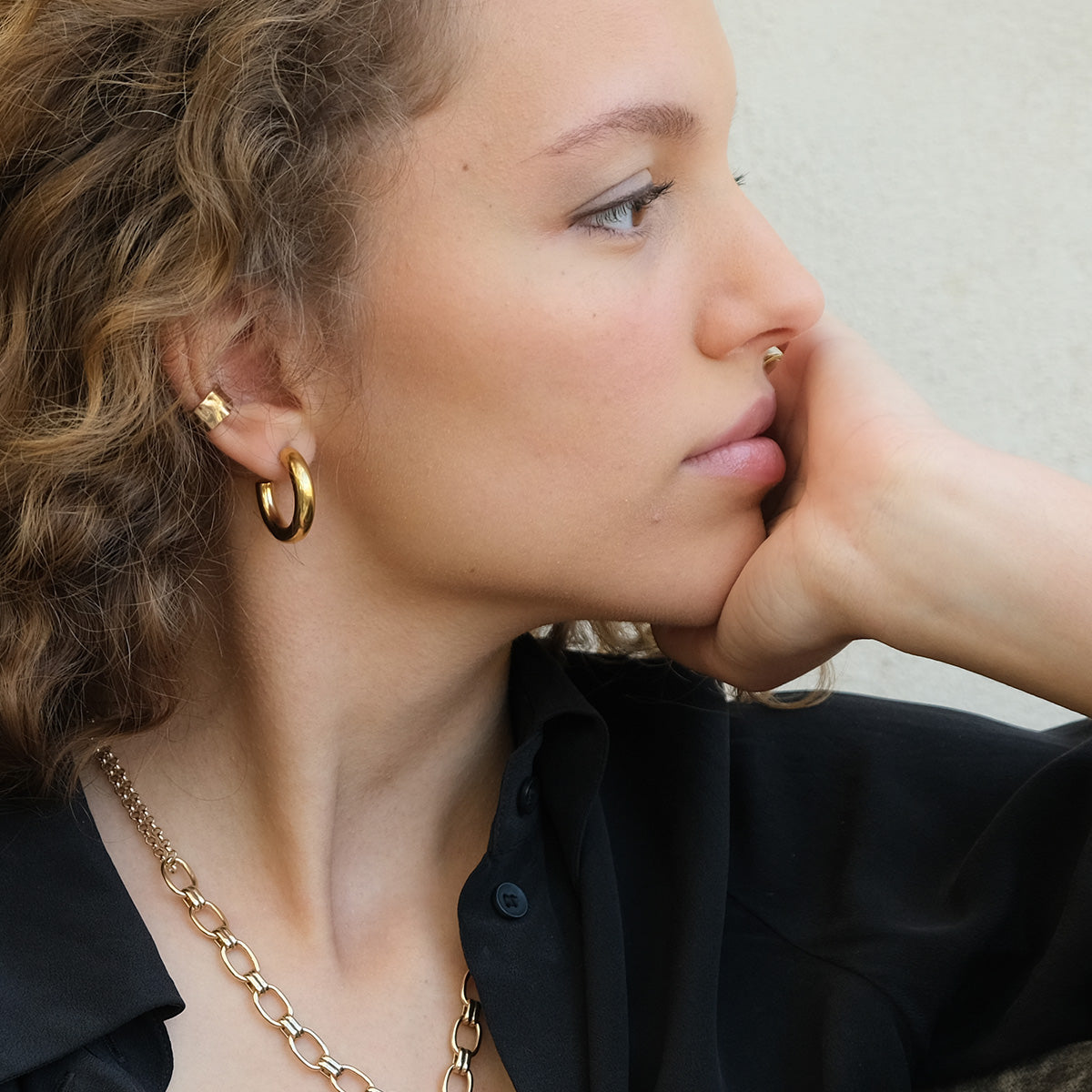 Pure Steel Thick Creole Earrings 24mm by A&C Oslo