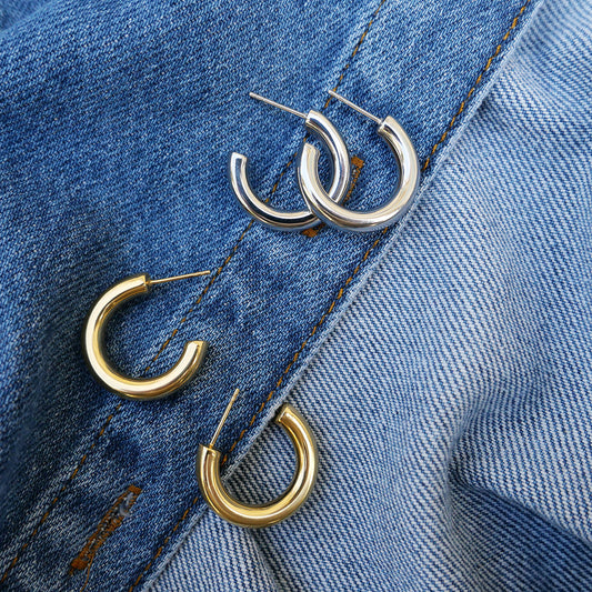 Pure Steel Thick Creole Earrings 24mm by A&C Oslo