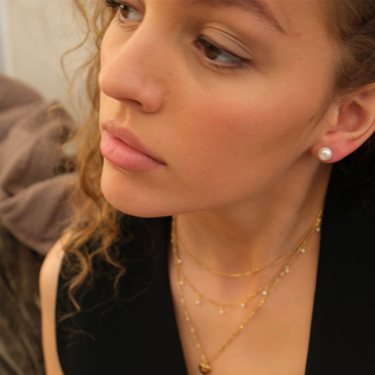 Freshwater Pearl Studs 8mm by A&C Oslo