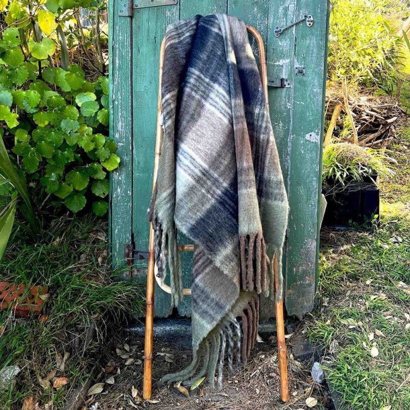 Bliss Wool Mohair Blend Throw - Olive/Ink/Walnut/Taupe Multi