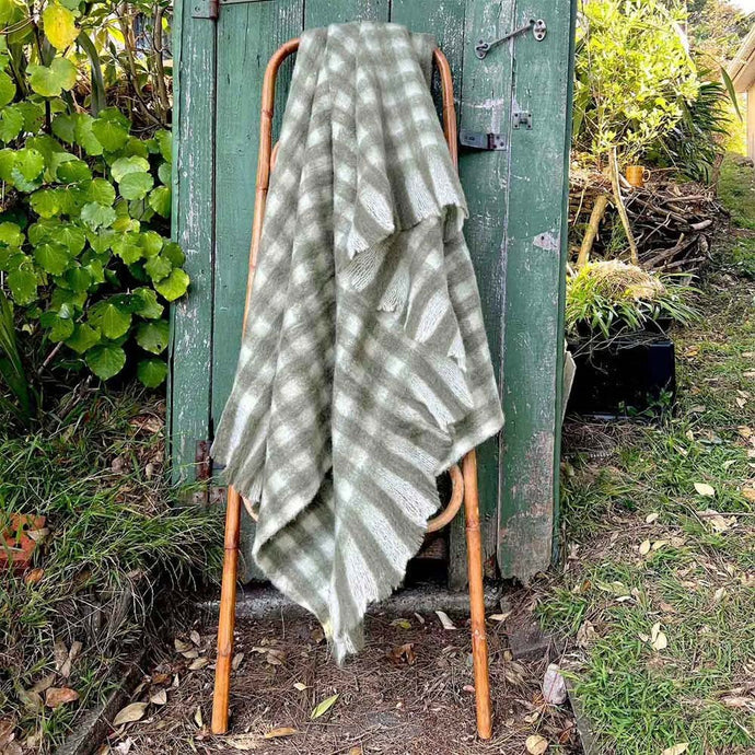 BLISS Throw by Linens & More-Olive/Winter White Check