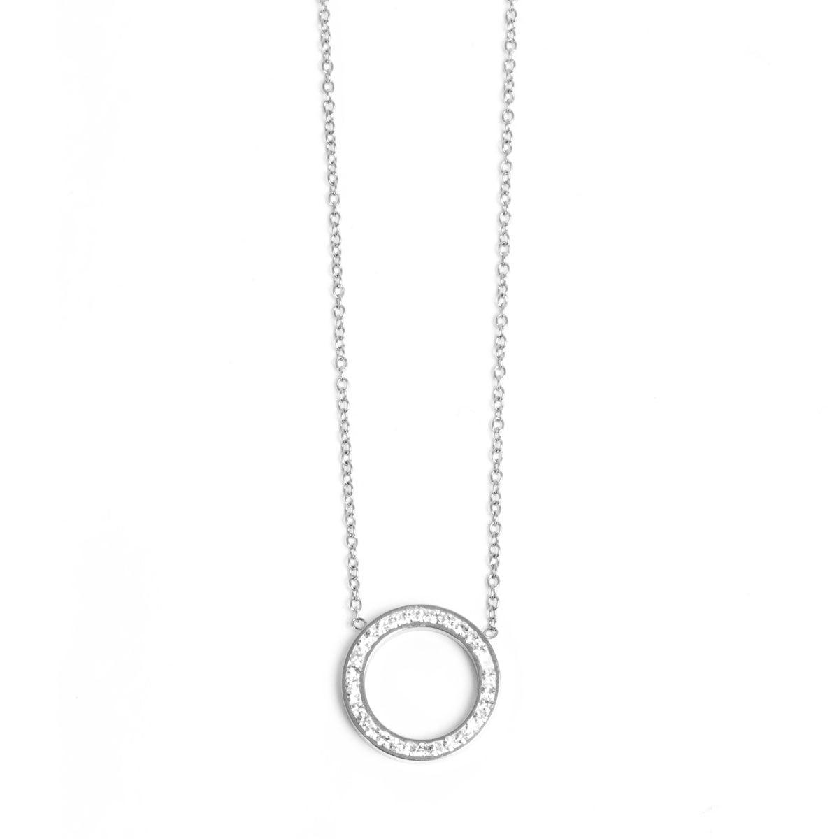 Pure Steel Crystal Circle Necklace by A&C Oslo