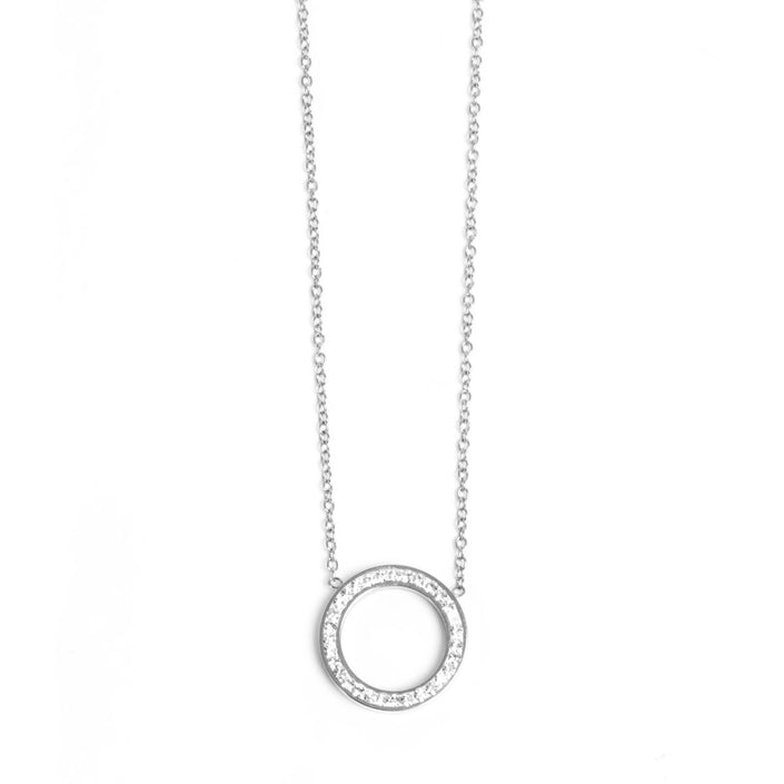 Pure Steel Crystal Circle Necklace by A&C Oslo