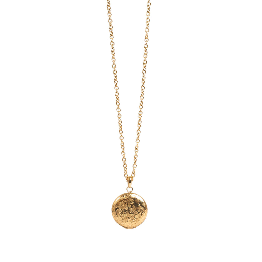 Pure Steel Necklace Gold Flower Locket by A&C Oslo