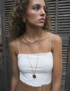 Pure Steel Necklace Gold Flower Locket by A&C Oslo
