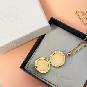 Pure Steel Necklace Gold Flower Locket by A&C Oslo