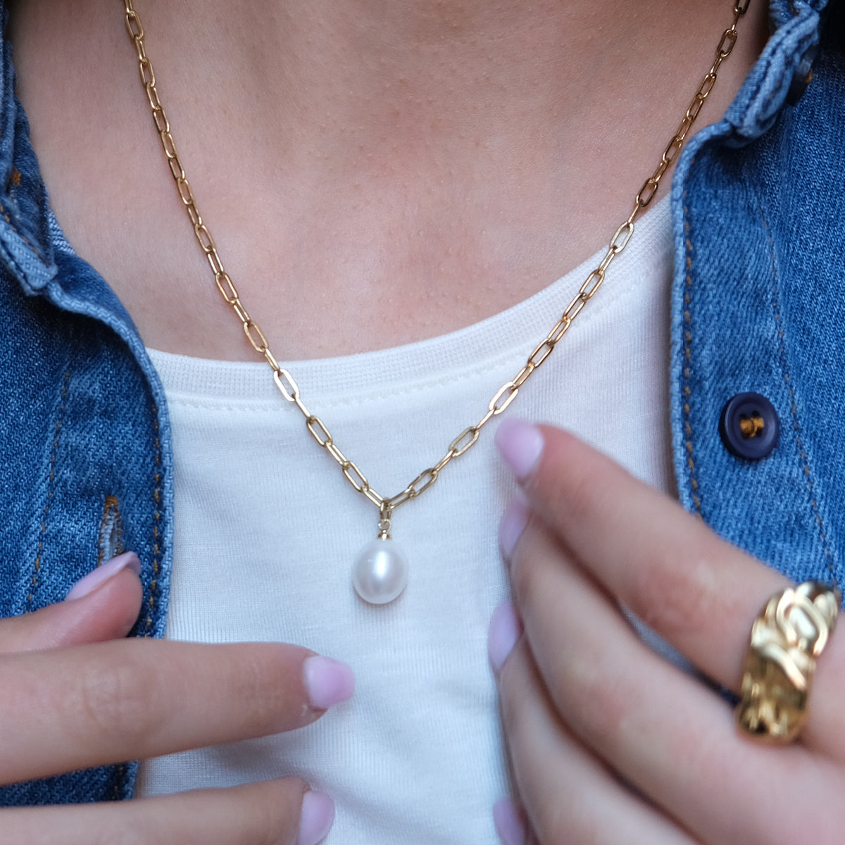 Vintage Style Necklace with Freshwater Pearl Drop by A&C Oslo