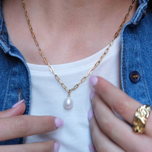 Vintage Style Necklace with Freshwater Pearl Drop by A&C Oslo