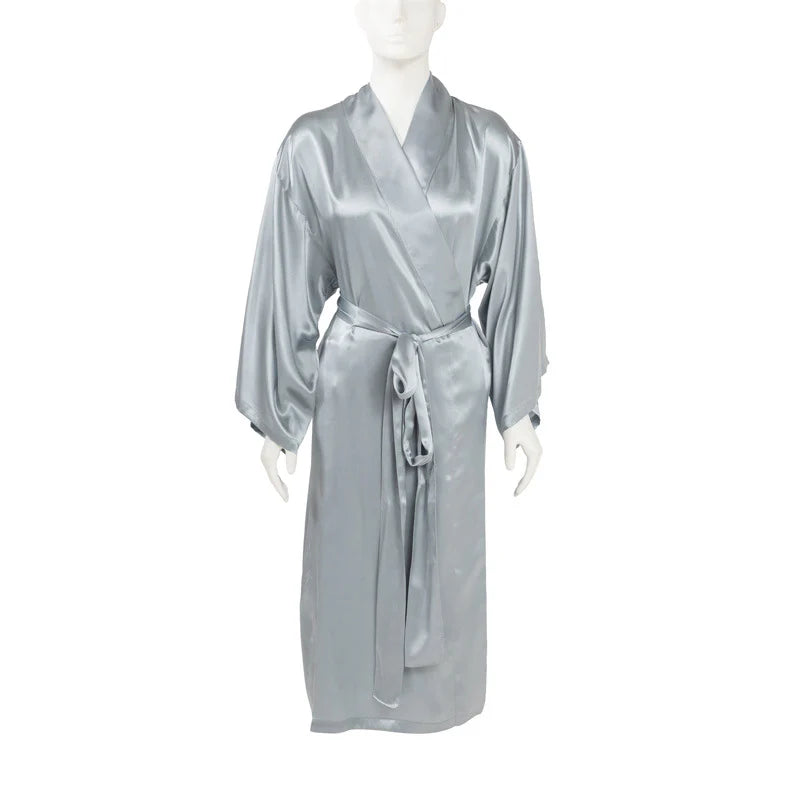 Pure Silk Kimono Robe in Duckegg by Four Corners