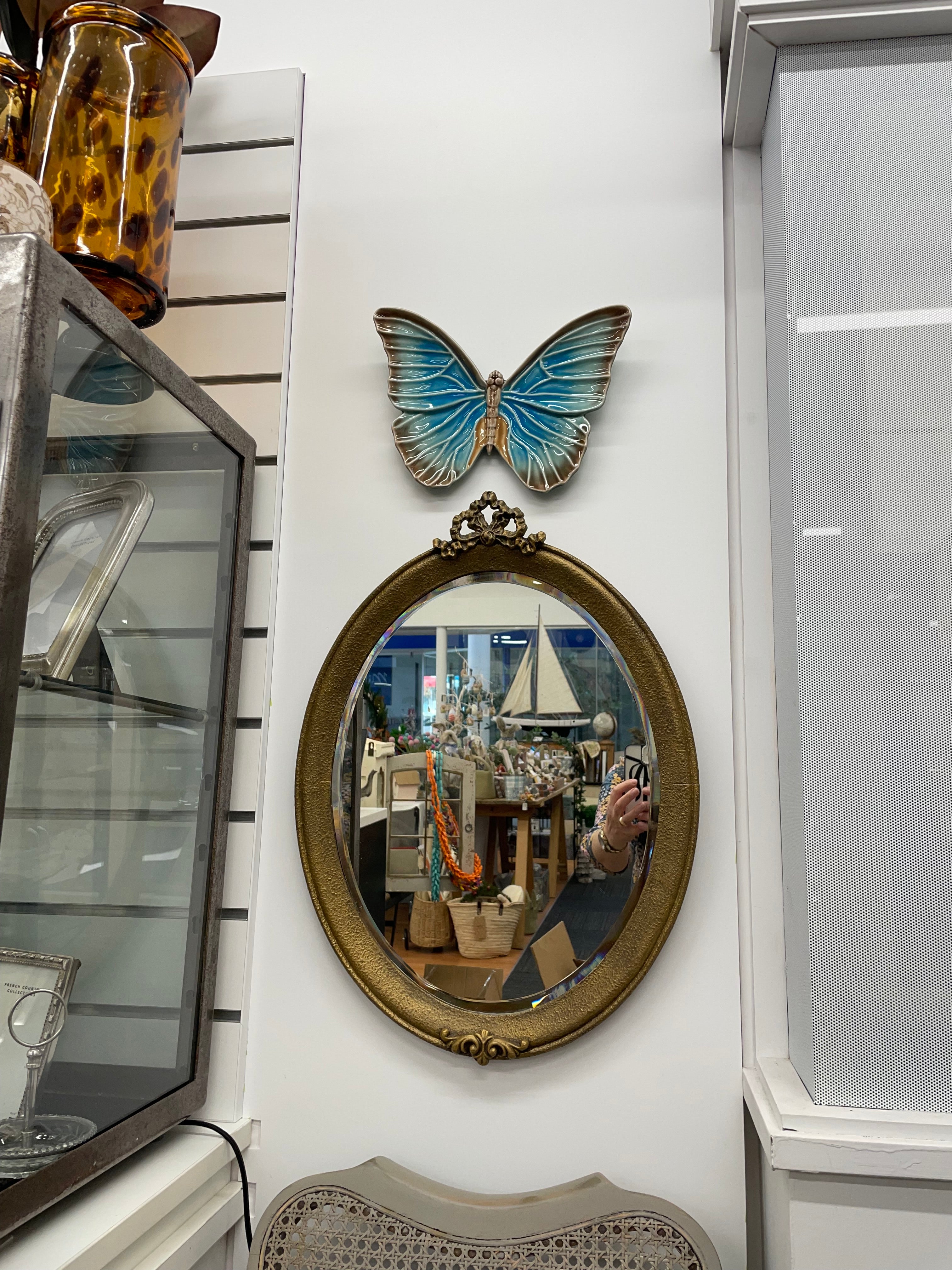 Vintage Gold Mirror with Bow Detail