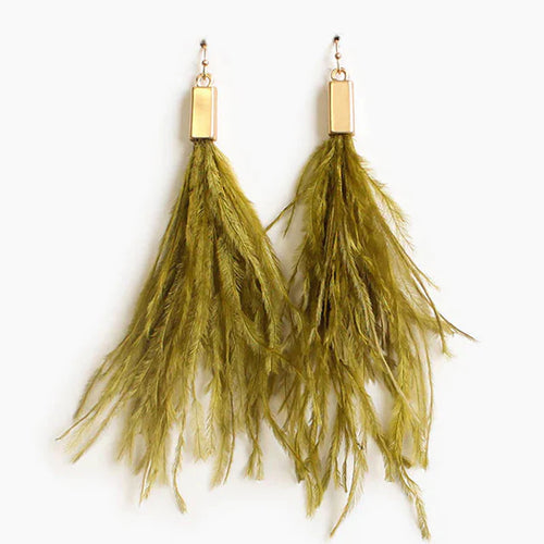 Four Corners Feather Earrings - Chartreuse