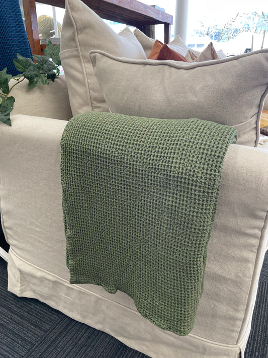 Vivaraise Plaid Maia Throw - Eucalyptus