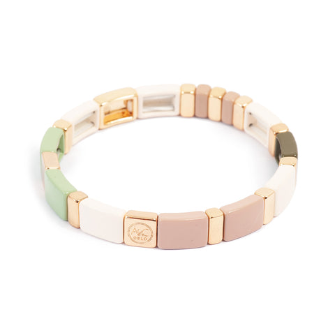 Enamel Tile Bracelet, 18 cm, Soft Tones by A&C Oslo