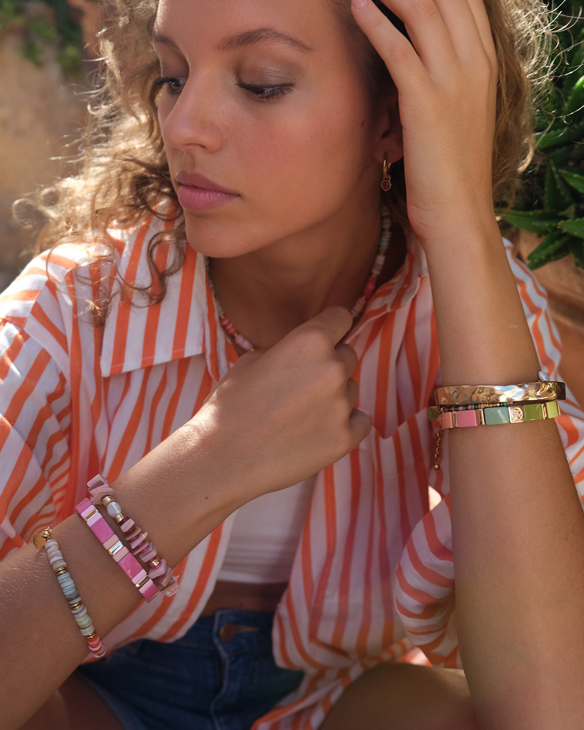 Enamel Tile Bracelet, 21cm, Morning Sun by A&C Oslo