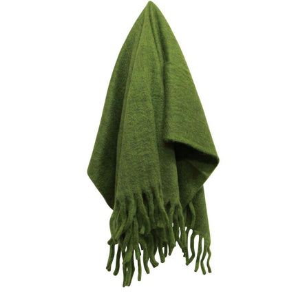 Solid Fringed Sage Green Throw by French Country Collections