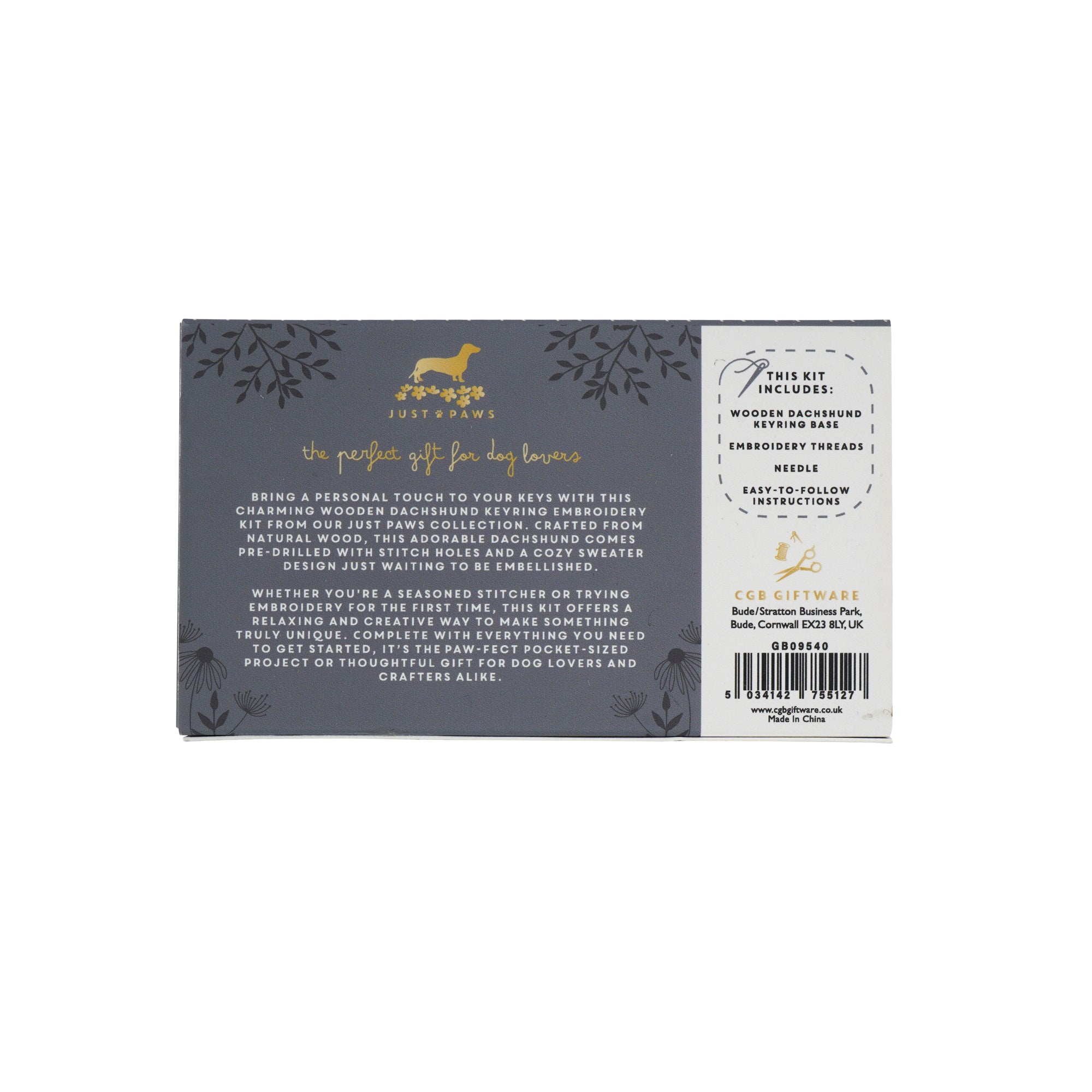 Wooden Dachshund Keyring Embroidery Kit