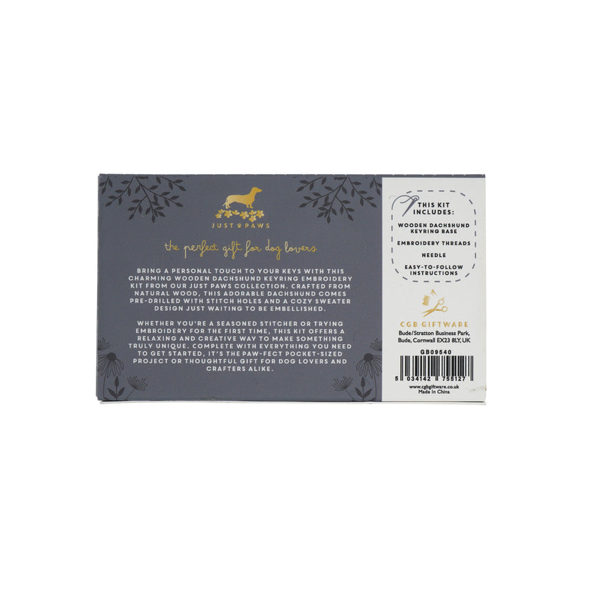 Wooden Dachshund Keyring Embroidery Kit