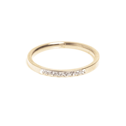 Crystal Ring, 14k Gold Plated Steel-Various sizes