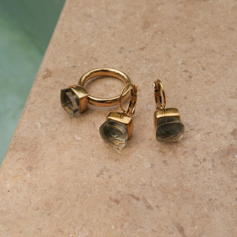 Steel Ring with Glass - Grey by A&C Oslo