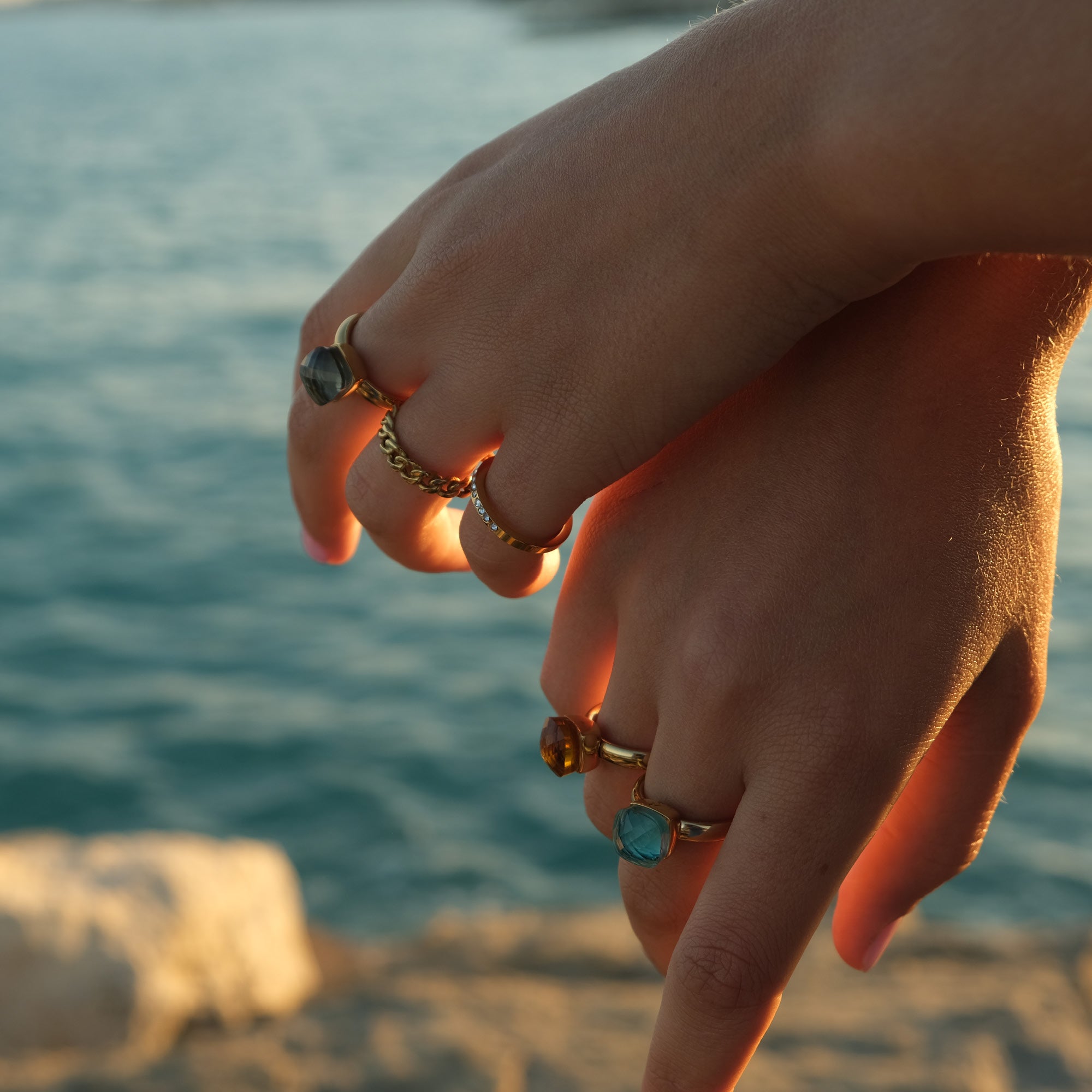 Steel Ring with Glass - Grey by A&C Oslo