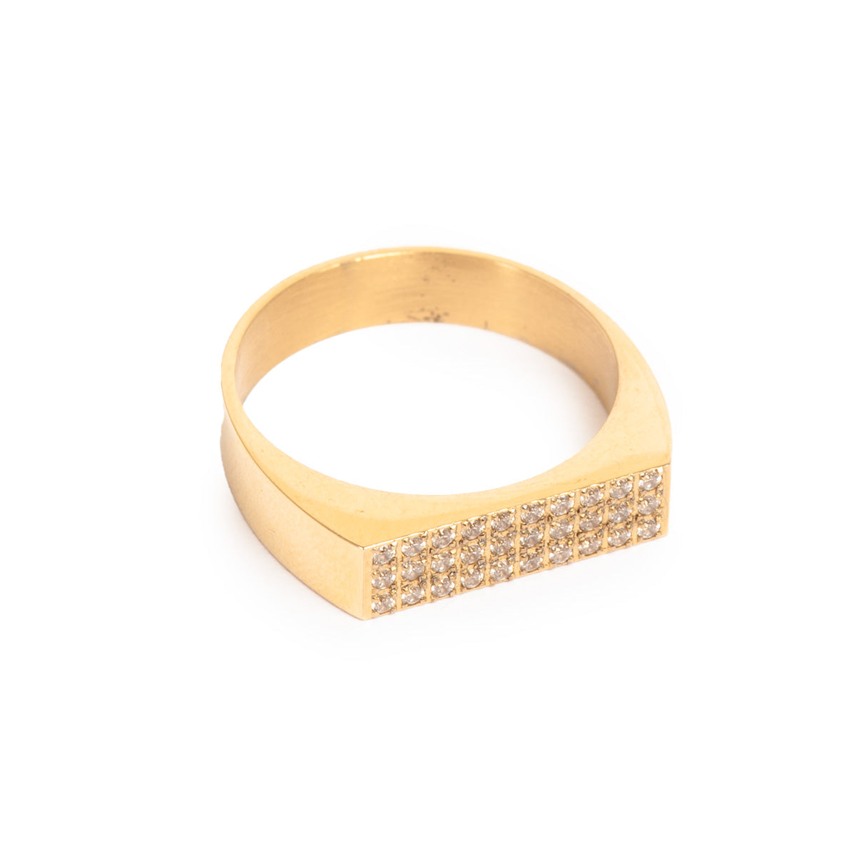 Flat Top CZ 14k Gold on Steel Ring-Various Sizes