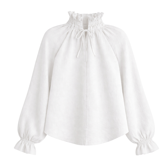 White Linen Frill Top-Carter