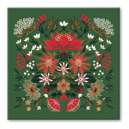 Christmas Garden Napkin Green Cocktail