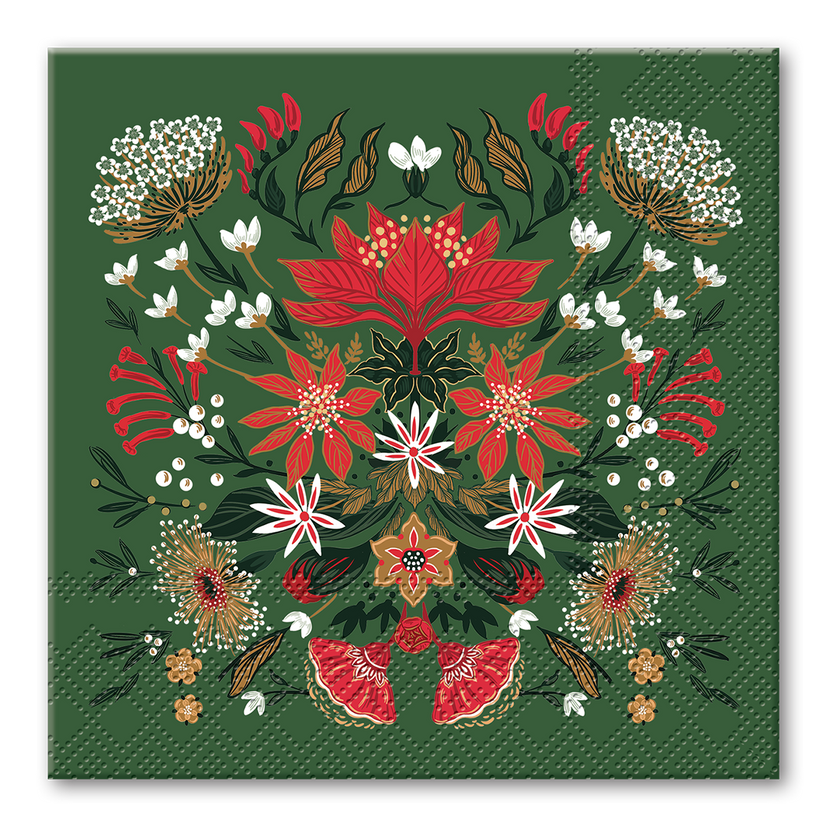 Christmas Garden Napkin Green Cocktail