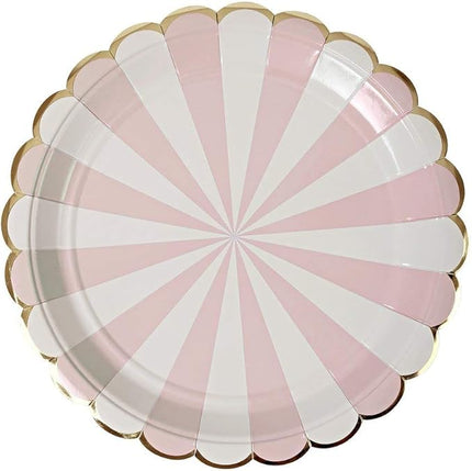 Dusty Pink Striped Large Paper Plates