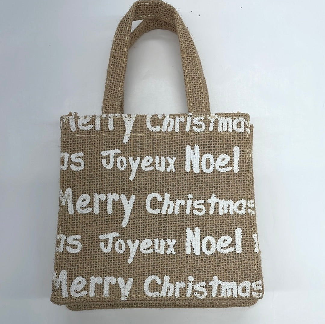 Natural Merry Christmas Jute Bag
