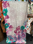 Pink and Turquoise Pure Silk Scarf