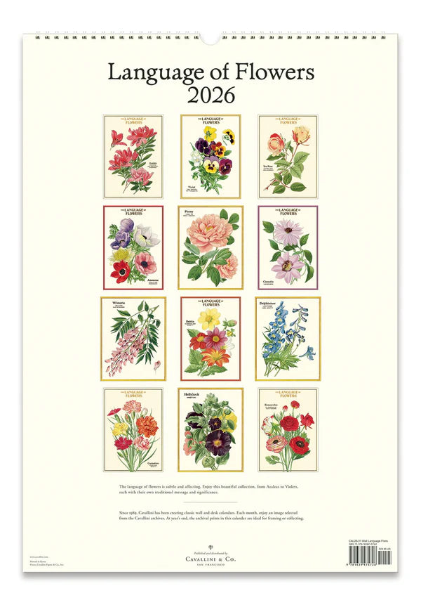 Cavallini 2026 Wall Calendar - Language of Flowers