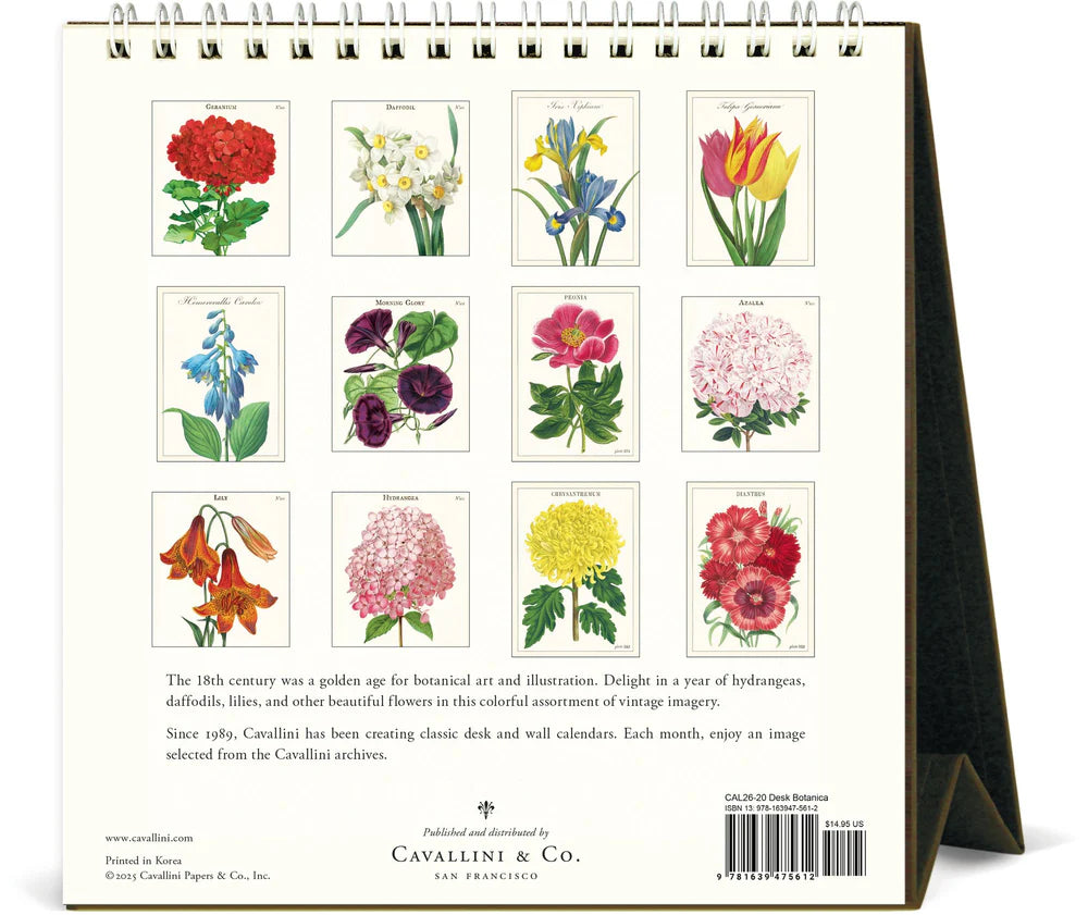 Cavallini 2026 Desk Calendar - Botanica