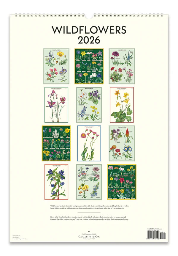 Cavallini 2026 Wall Calendar - Wildflowers