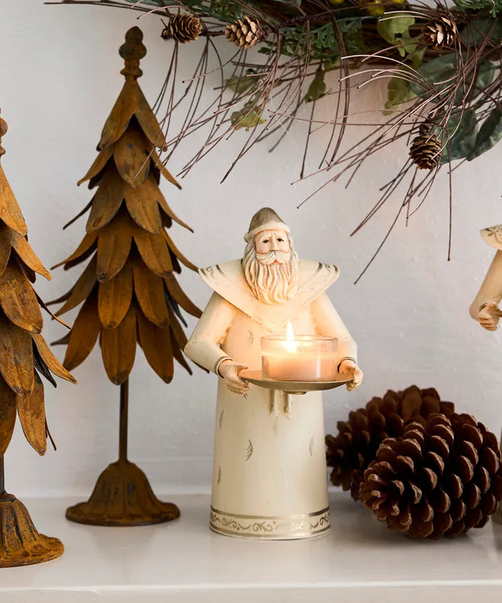 Santa with Candle Plate Silver by French Country Collections