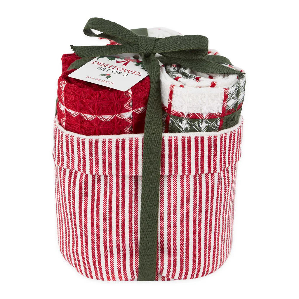 Deck The Halls Dish Towel Gift Set - 3 Tea Towels