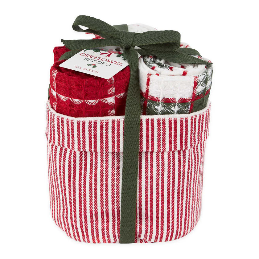 Deck The Halls Dish Towel Gift Set - 3 Tea Towels