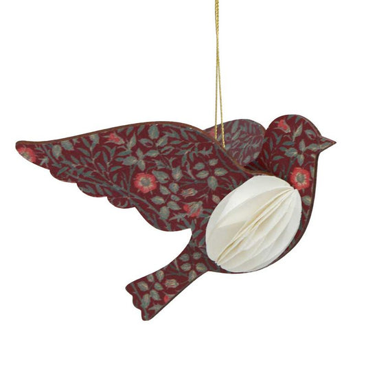 French Country Vintage Pattern Hanging Bird Burgundy