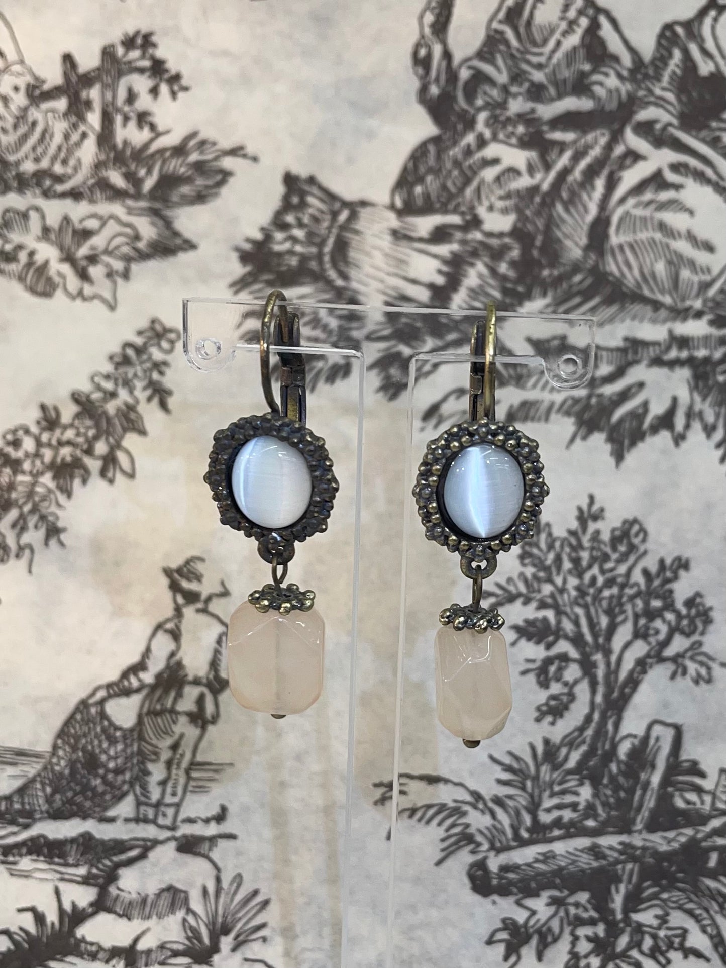 Four Corners Ivory Tone Drop Earrings