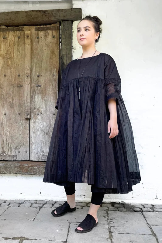 Anouk Cotton Organdy Black Dress - by MegbyDesign