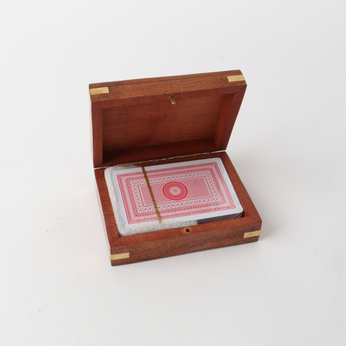 Wooden Card Box with Brass Inlay
