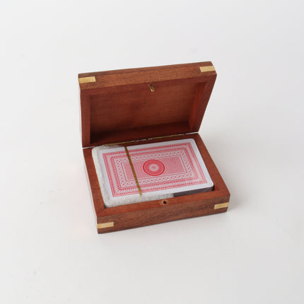 Wooden Card Box with Brass Inlay